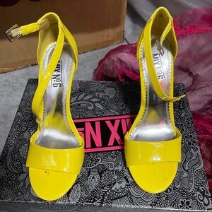 Mi Bright Yellow Patent Ankle-Strap Heels